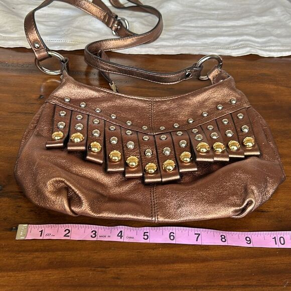 B.Makoswsky Bronze with sliver & Gold accent cross body Bag NWOT - Picture 4 of 11